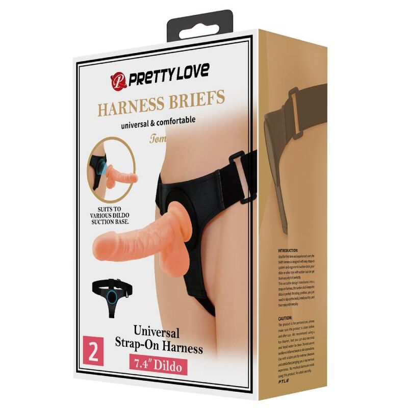 PRETTY LOVE - BRIEFS UNIVERSAL SELE MED DILDO TOM 20 CM NATURLIG
