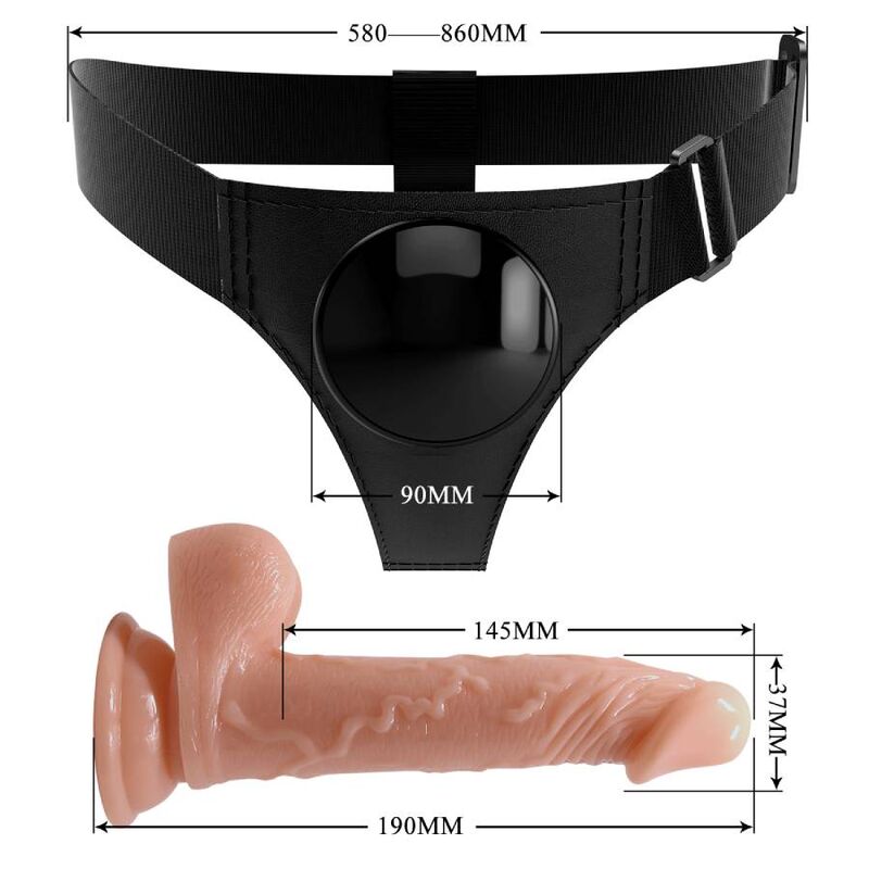 PRETTY LOVE - BRIEFS UNIVERSELL SELE MED DILDO KEVIN 19 CM NATURLIG