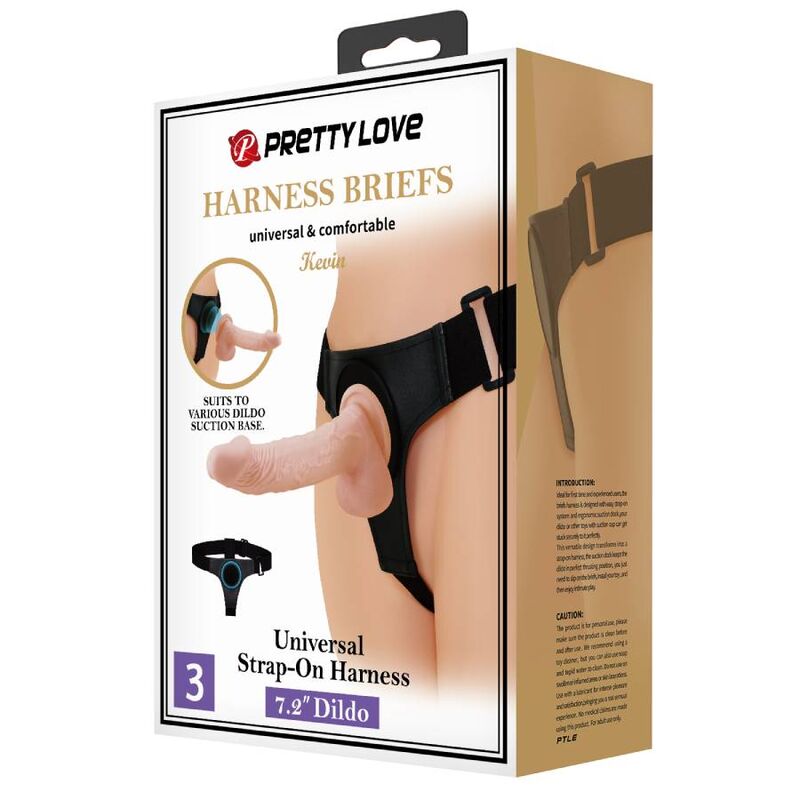 PRETTY LOVE - BRIEFS UNIVERSELL SELE MED DILDO KEVIN 19 CM NATURLIG