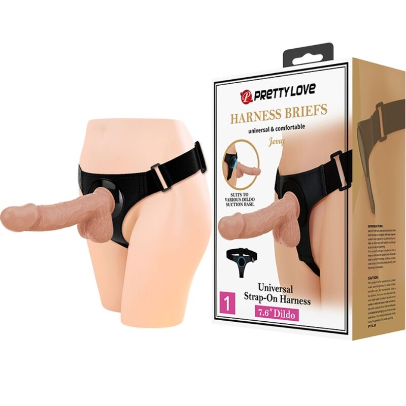 PRETTY LOVE - BRIEFS UNIVERSAL SELE MED DILDO JERRY 21,8 CM NATURLIG
