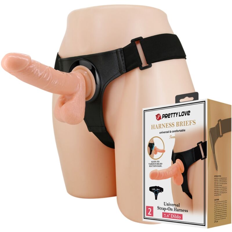 PRETTY LOVE - BRIEFS UNIVERSAL SELE MED DILDO TOM 20 CM NATURLIG