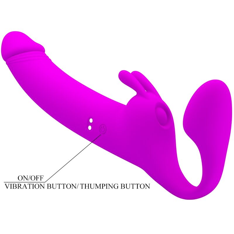 PRETTY LOVE - ZANINI STRAPLESS STRAP-ON 10 VIBRATIONER LILA