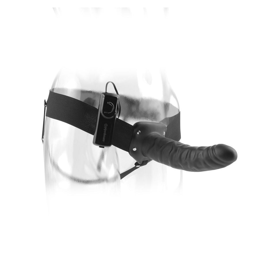 FETISH FANTASY SERIES - 19 CM VIBRERANDE IHÅLGA STRAP-ON SVART