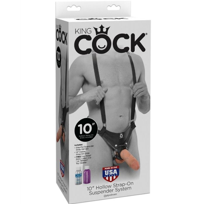 KING COCK - 25,5 CM HÅLLIG STRAP-ON SUSPENDER SYSTEM KÖTT